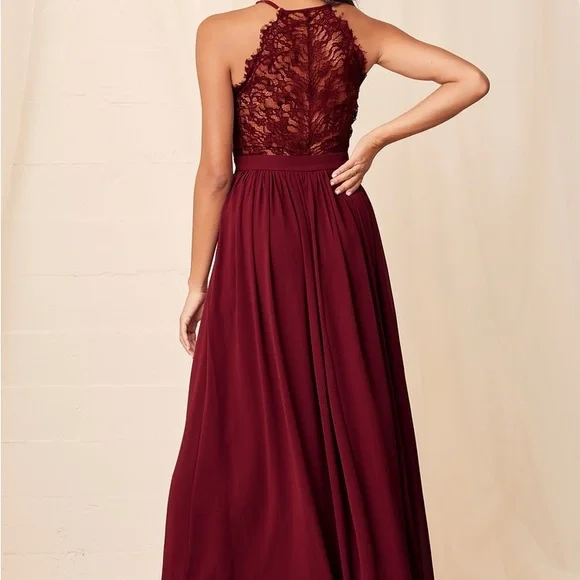 Lulu’s Love Spell Burgundy Lace-Back Maxi Dress - Picture 2 of 4